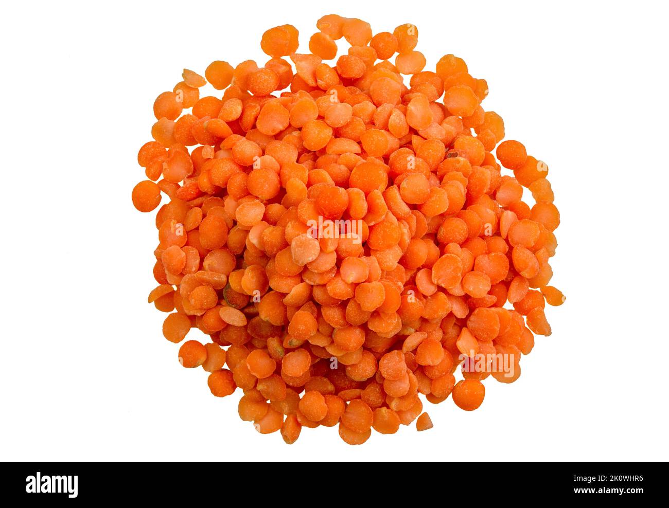 Split Red Linsen sind Linsen, Lens culinaris, ohne Schalen und natürlich in Hälften geteilt. Stockfoto