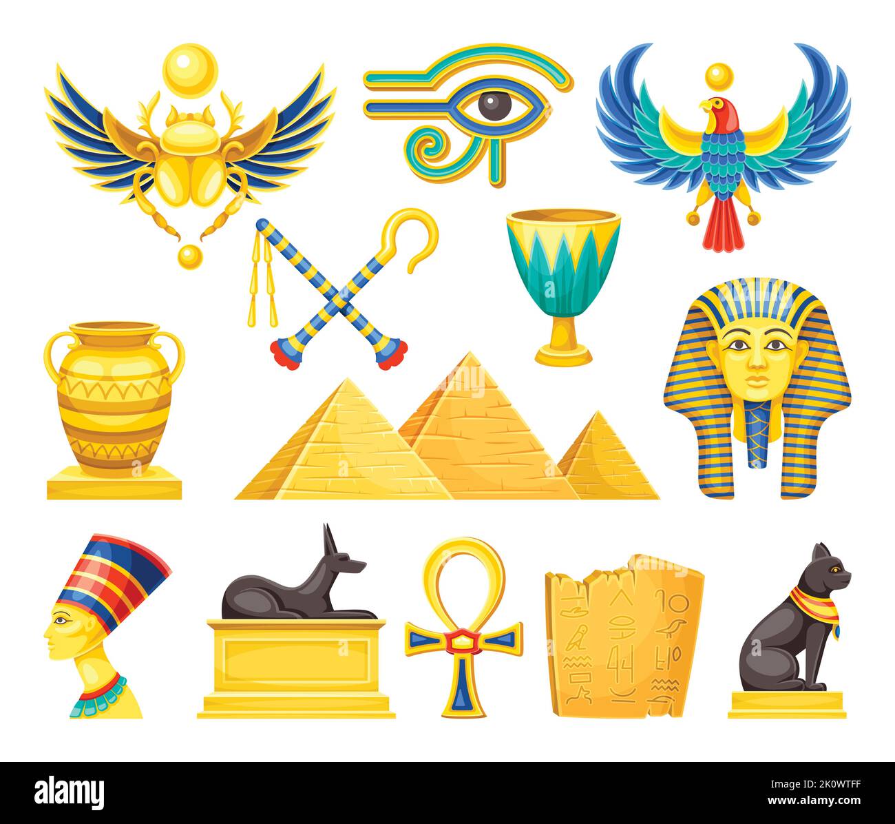 Satz ägyptischer Kultursymbole Stock Vektor