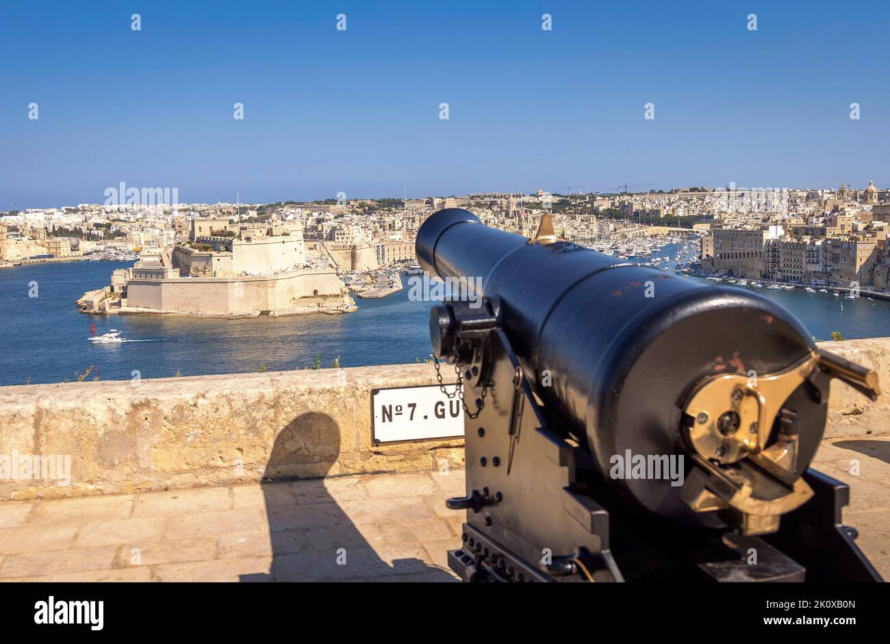 Saluierende Batterie Valletta. Stockfoto