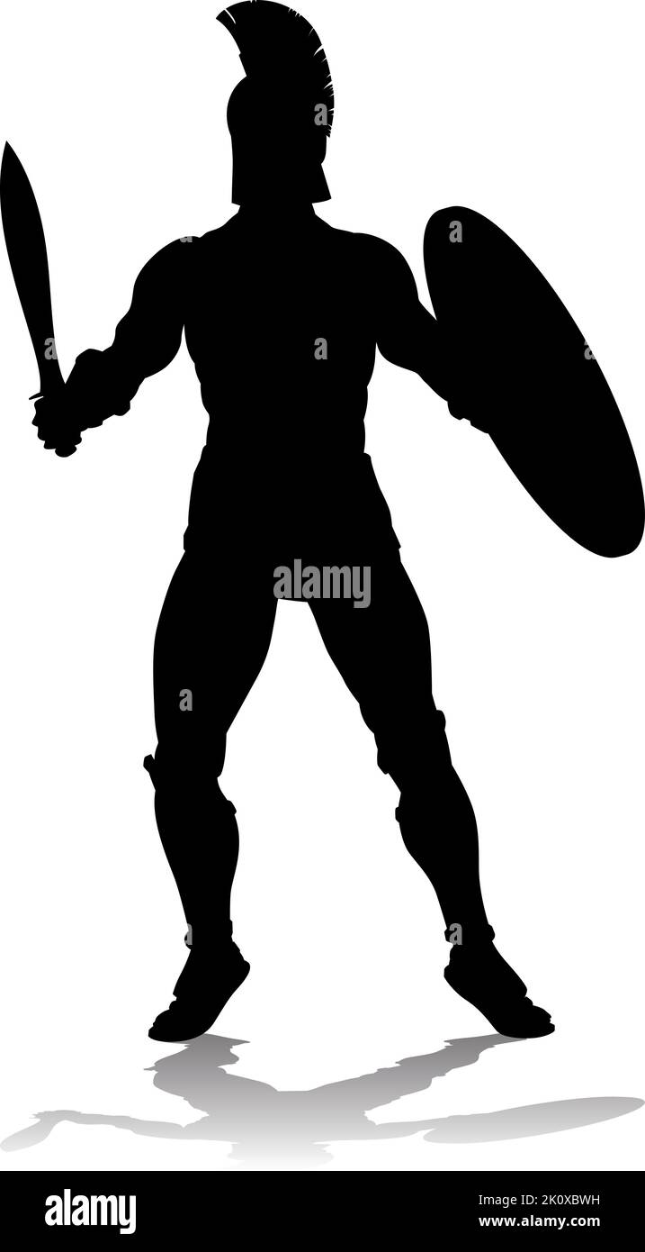 Spartan Silhouette Gladiator Trojan Greek Warrior Stock Vektor