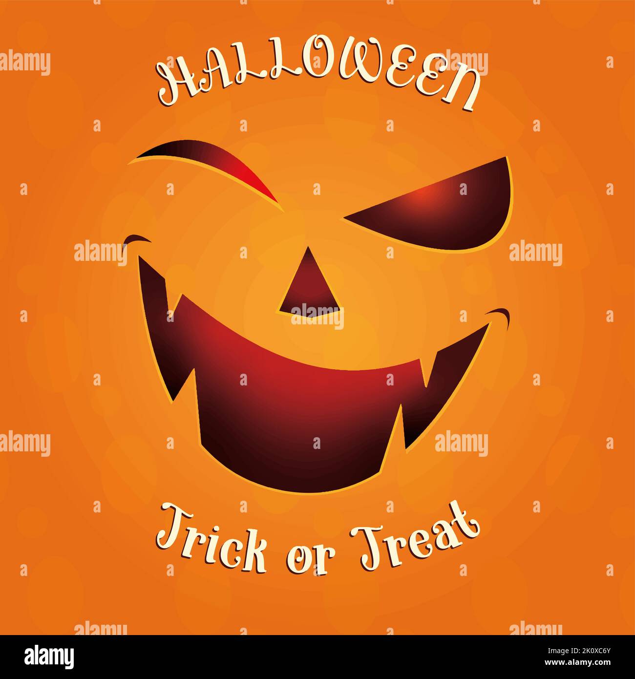 halloween-Karte mit Kürbisgesicht mit Text Stock Vektor