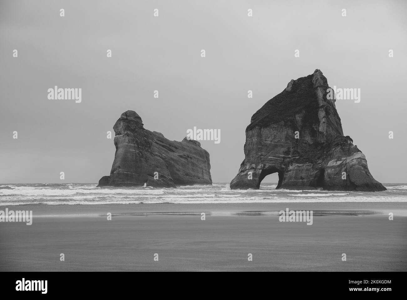 Felsformation am Wharariki Beach, Golden Bay, Neuseeland Stockfoto