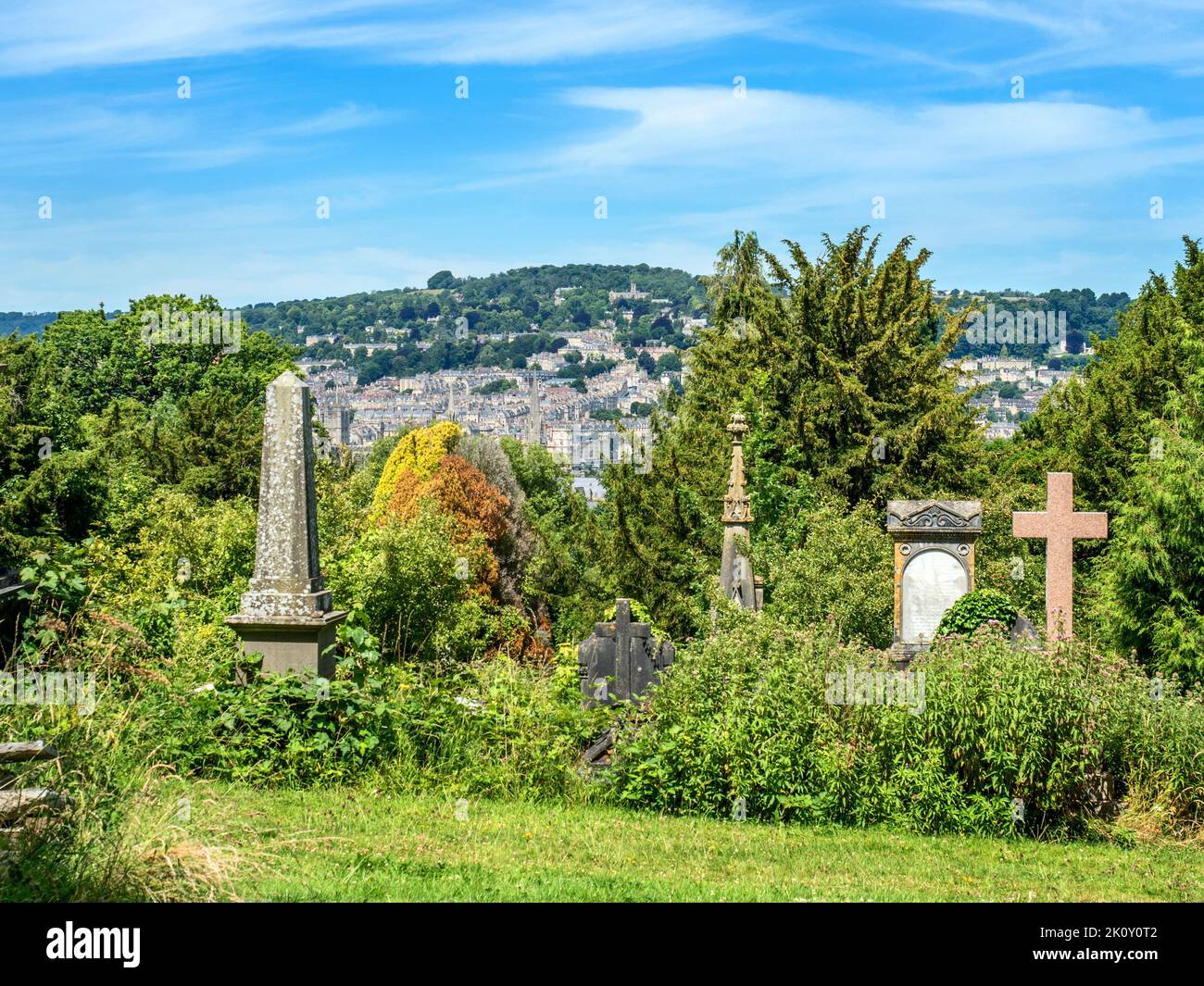 Blick über Bath vom Bath Abbey Cemetery auf dem Ralph Allen Drive Bath Somerest England Stockfoto