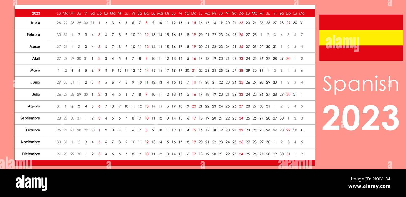 Linearer Kalender 2023 Klares Design Horizontales Raster Mit Ausgewählten Sonntagen 4543