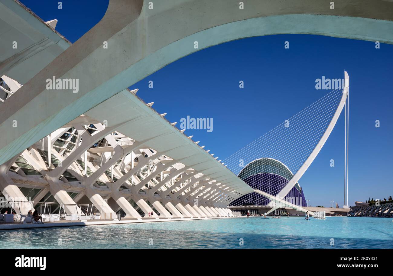 Stadt der Künste und Wissenschaften (Ciutat de les Arts i les Ciències) in Valencia, Spanien. Stockfoto
