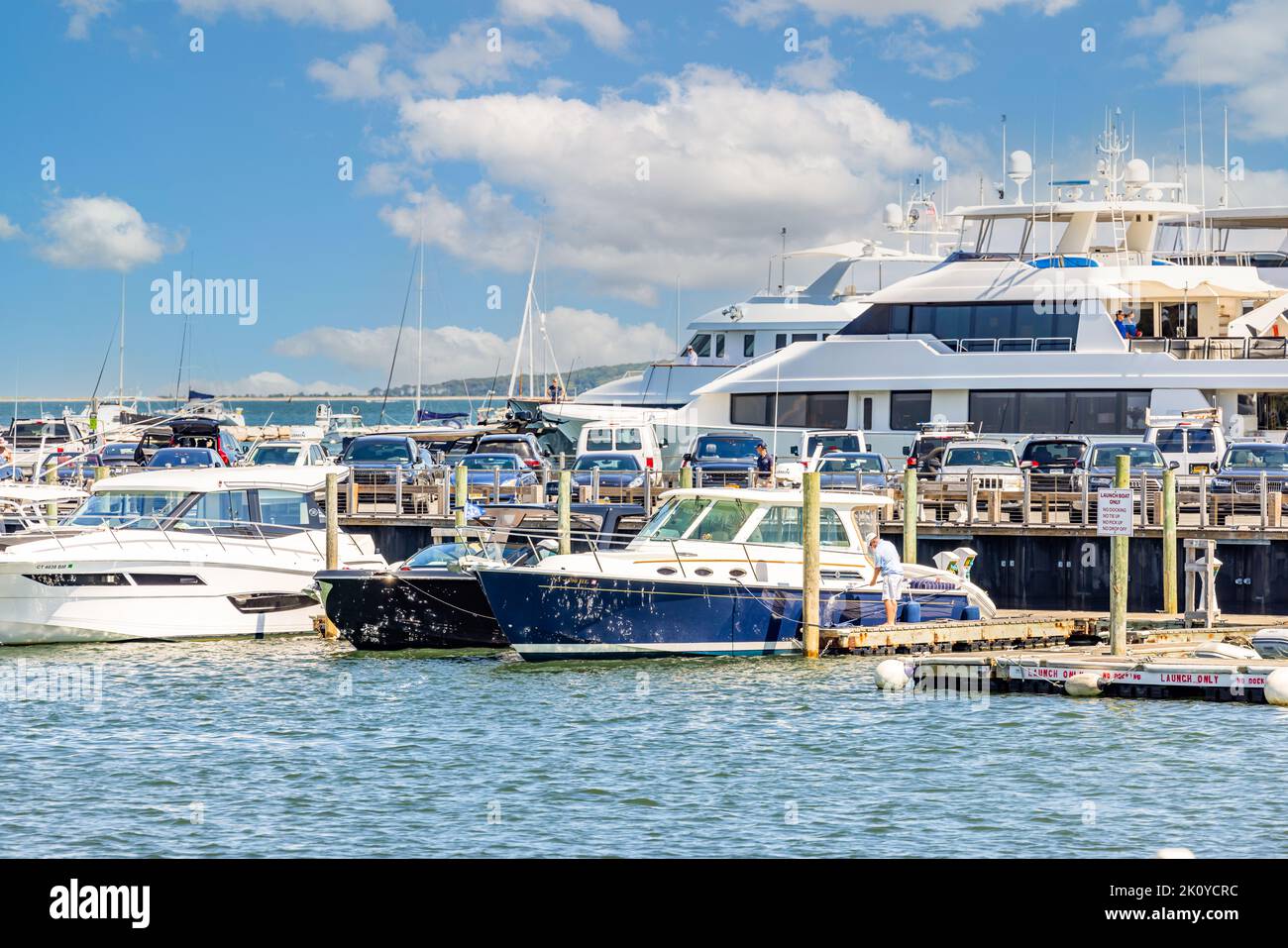 Long Wharf, Sag Harbor, NY Stockfoto