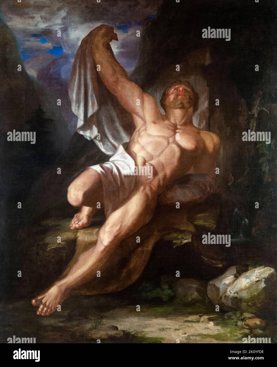Sterbender Herkules, Ölgemälde auf Leinwand von Samuel Finley Breese Morse, 1812 Stockfoto