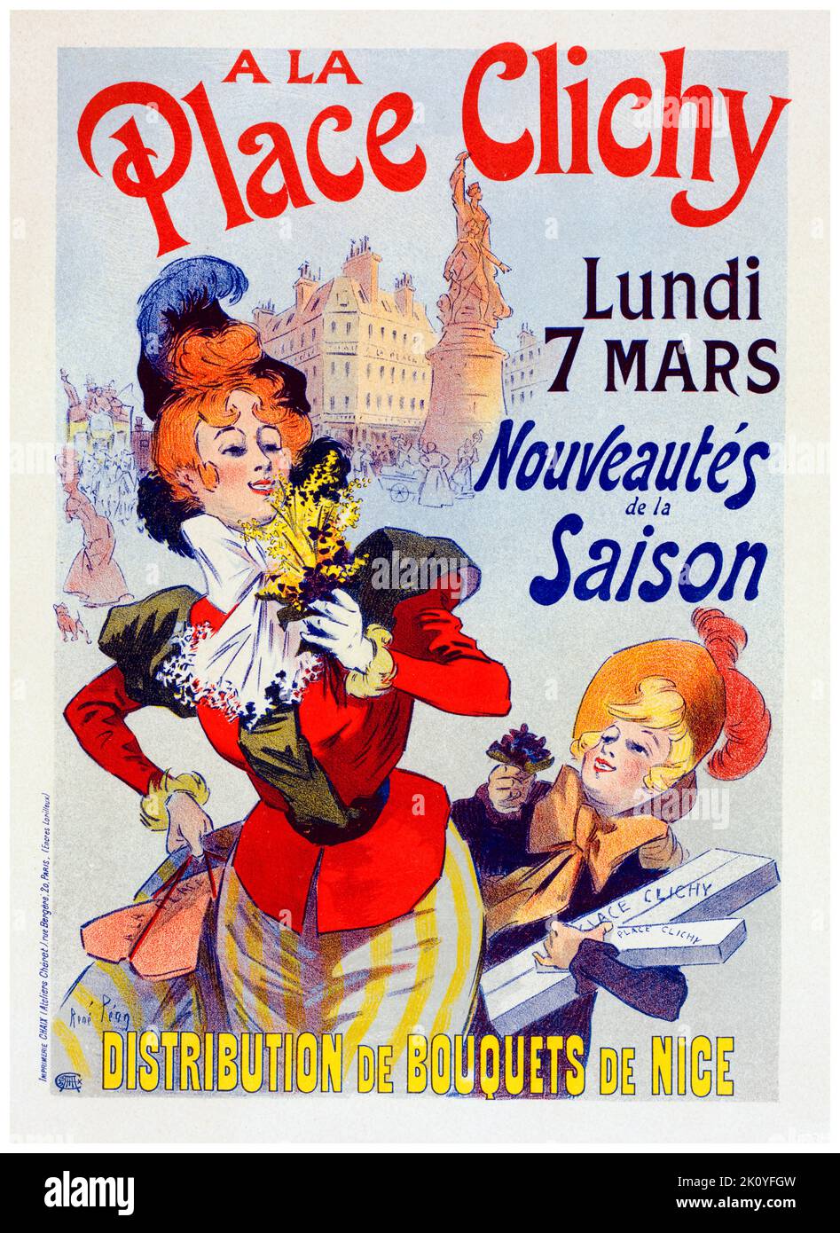 A la Place Clichy (Werbung für die Pariser Einkaufssaison), Plakat von René Péan, 1898 Stockfoto