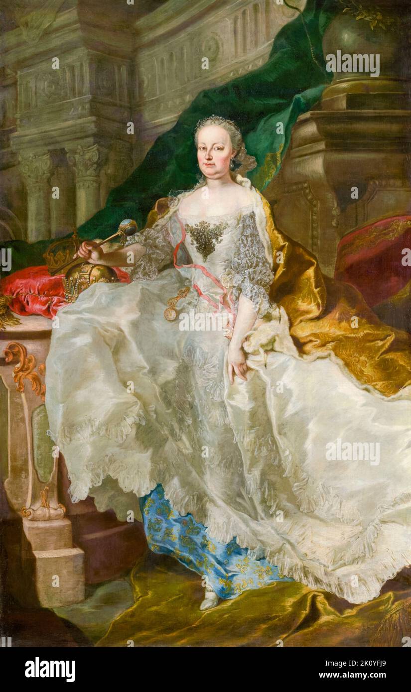 Maria Theresia (1717-1780), Erzherzogin von Österreich, Königin von Ungarn und Böhmen, Heilige Römische Kaiserin, Ölporträt auf Leinwand von Franz Anton Palko, vor 1766 Stockfoto