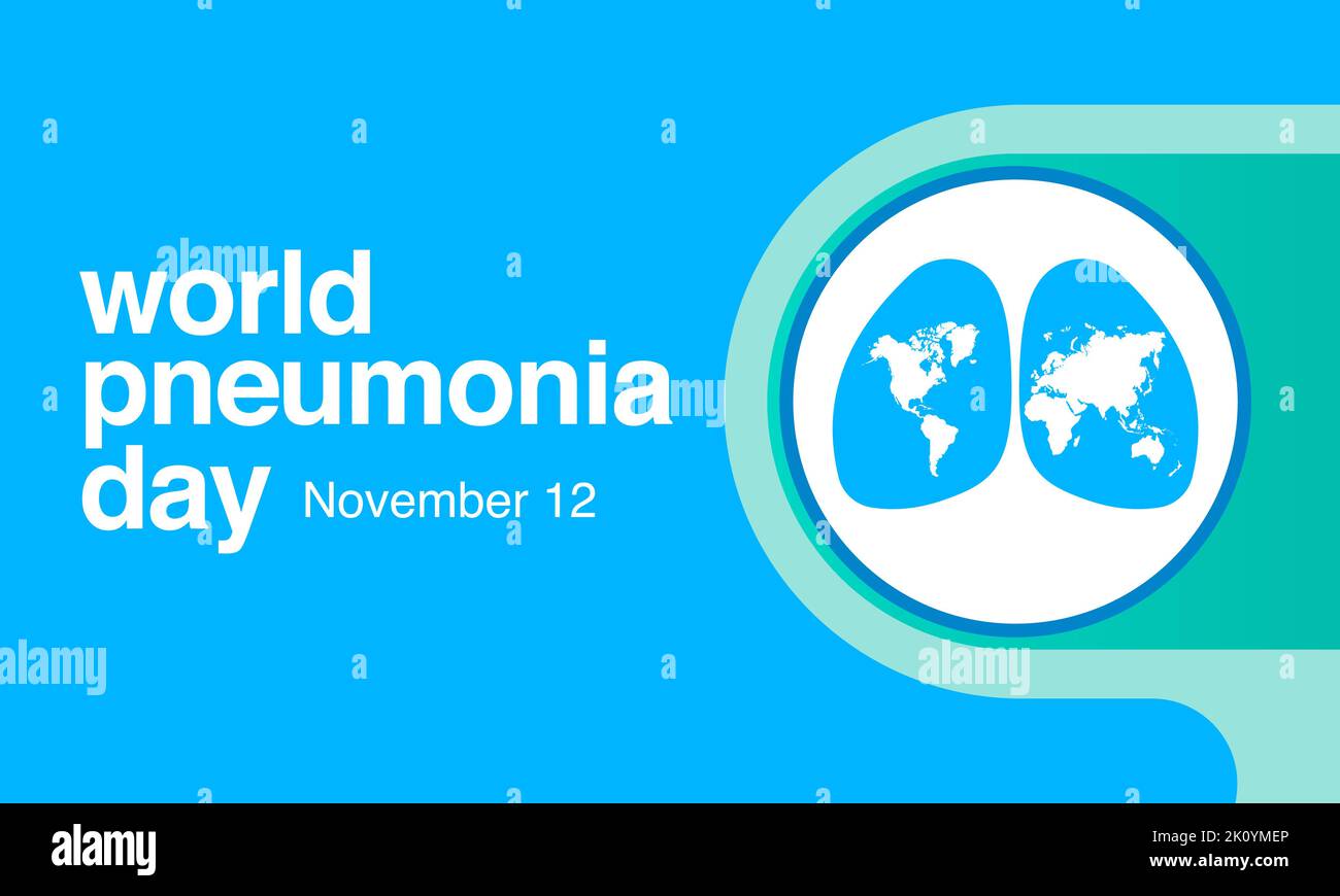 Der Weltpneumonie-Tag wird jedes Jahr am 12. November beobachtet, es handelt sich um eine Infektion, die die Luftschläge in einer oder beiden Lungen entzündet. Vektorgrafik Stock Vektor