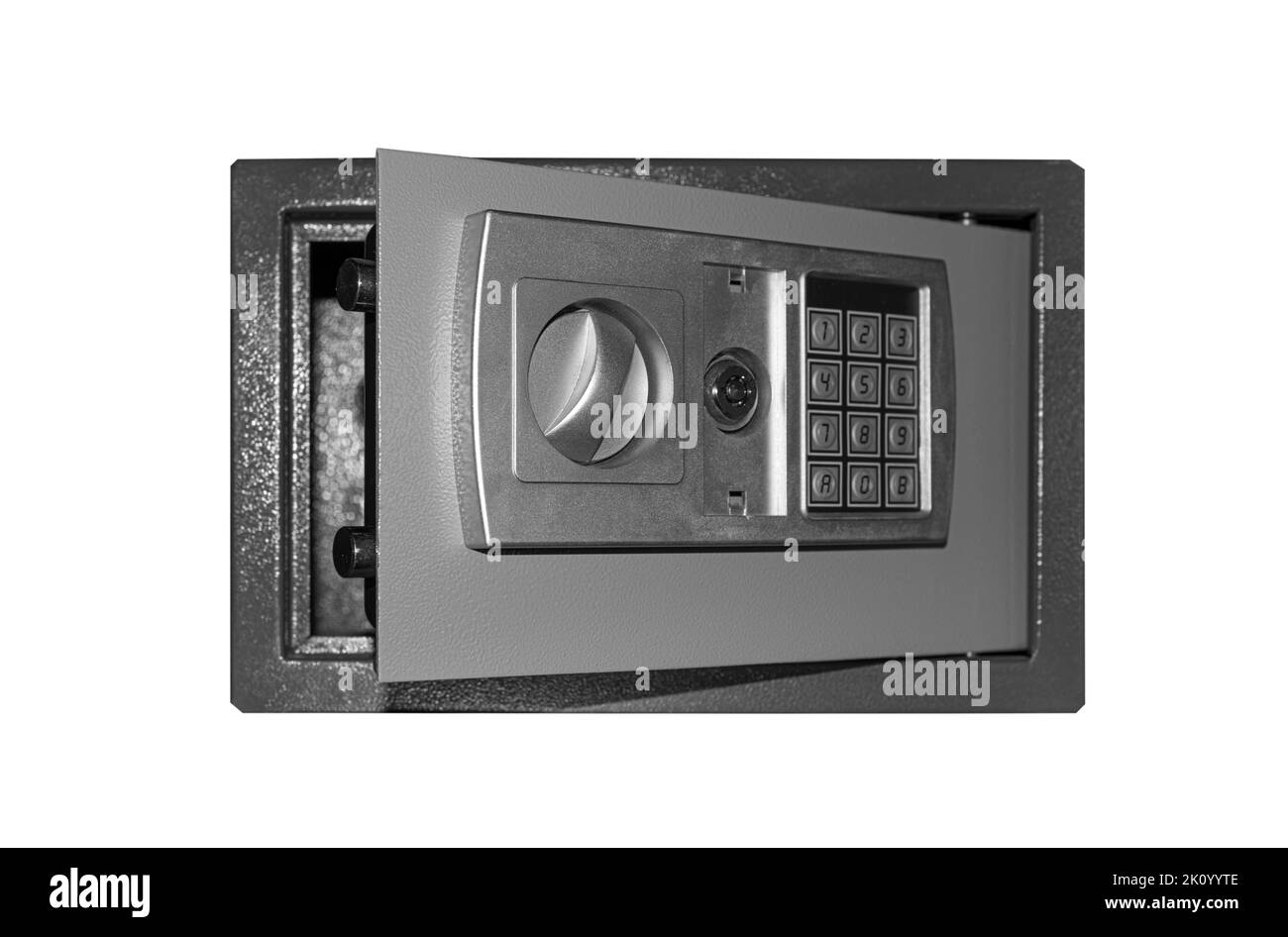 Metallsicher isoliert auf Weiß. Stockfoto