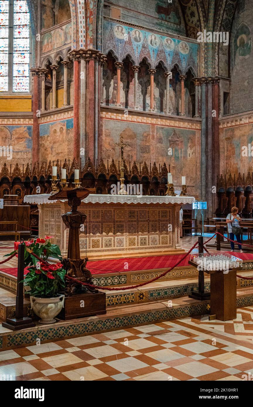 Antica Basilica Papale di San Francesco di Assisi. Arte e religione. Stockfoto