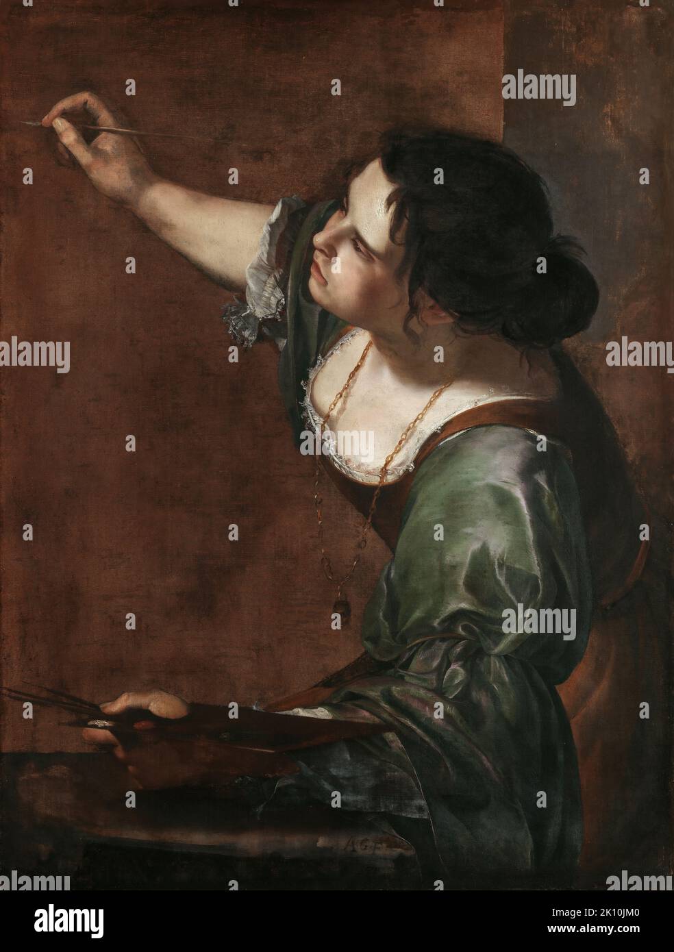 Artemisia Gentileschi (La Pittura) Selbstporträt als Allegorie der Malerei; 1638-9; Öl auf Leinwand. Windsor, Großbritannien. Sehr hohe Auflösung. Stockfoto