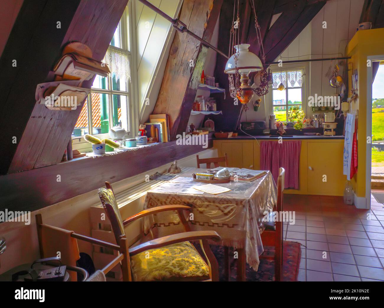 Windmühle Kücheninterior, Kinderdijk, Holland, Niederlande Stockfoto
