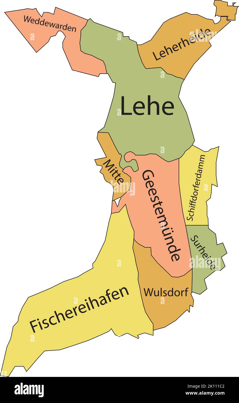 Pastell getaggte Bezirkskarte von BREMERHAVEN, DEUTSCHLAND Stock Vektor