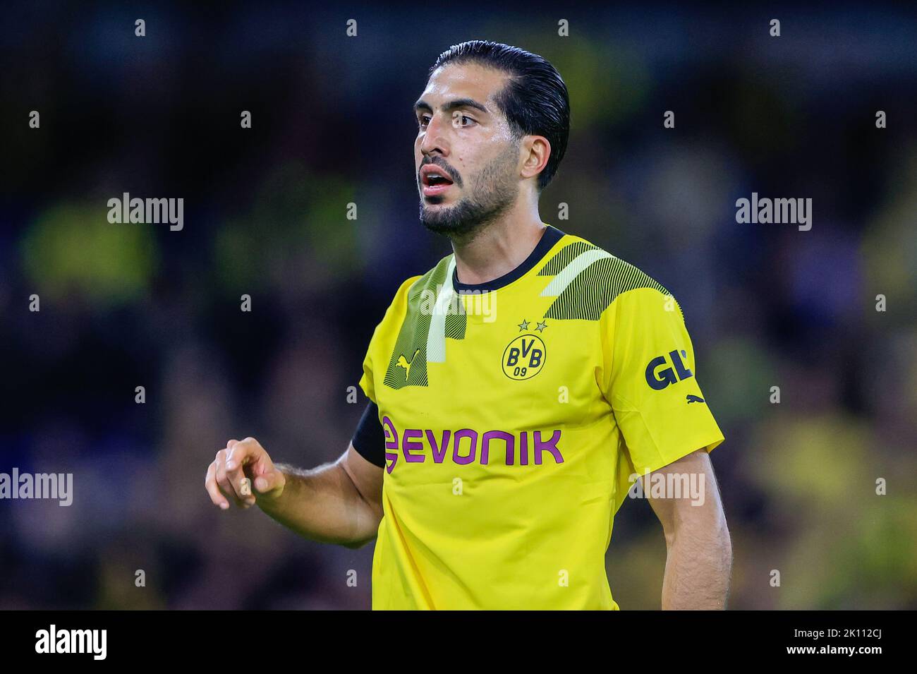 Emre kann #23 von Borussia Dortmund während des UEFA Champions League-Spiels Manchester City gegen Borussia Dortmund im Etihad Stadium, Manchester, Großbritannien, 14.. September 2022 (Foto von Conor Molloy/News Images) in Manchester, Großbritannien am 9/14/2022. (Foto von Conor Molloy/News Images/Sipa USA) Stockfoto