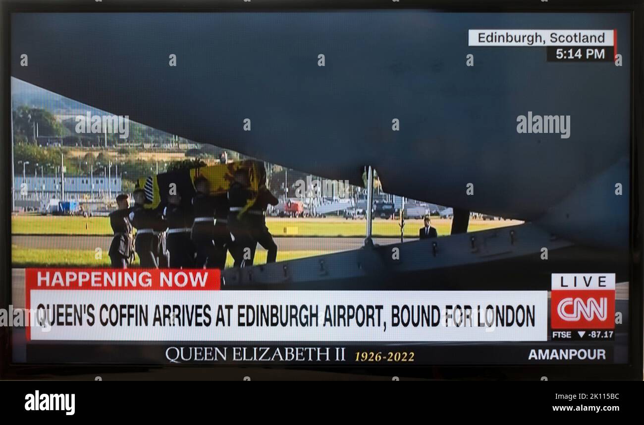 Tod von Königin Elizabeth II auf CNN Breaking News Television Stockfoto