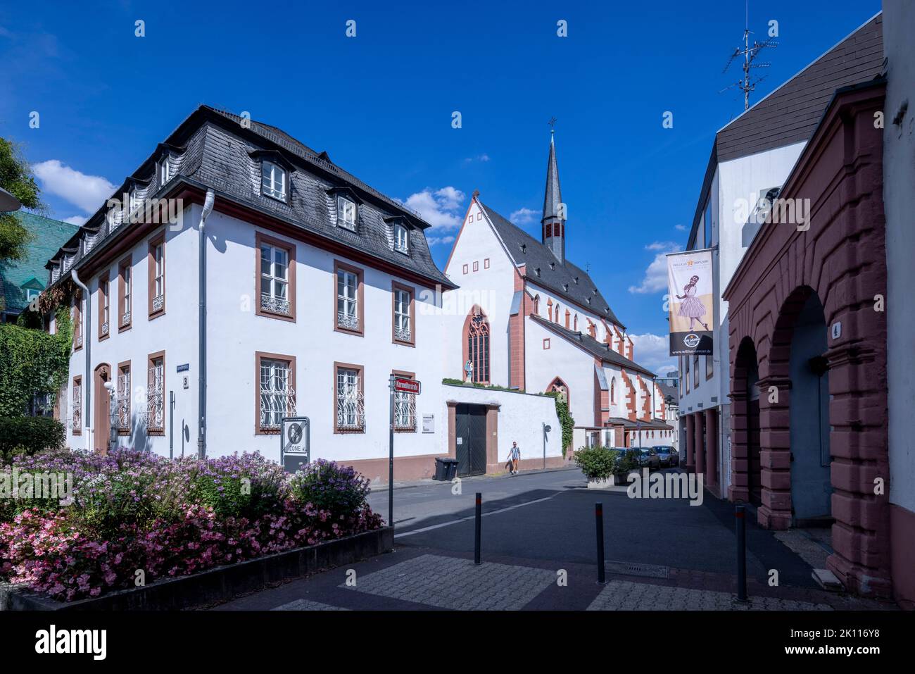 Außenansicht und Umgebung, Karmeliterkirche, Karmeliterkloster, Mainz, Deutschland Stockfoto