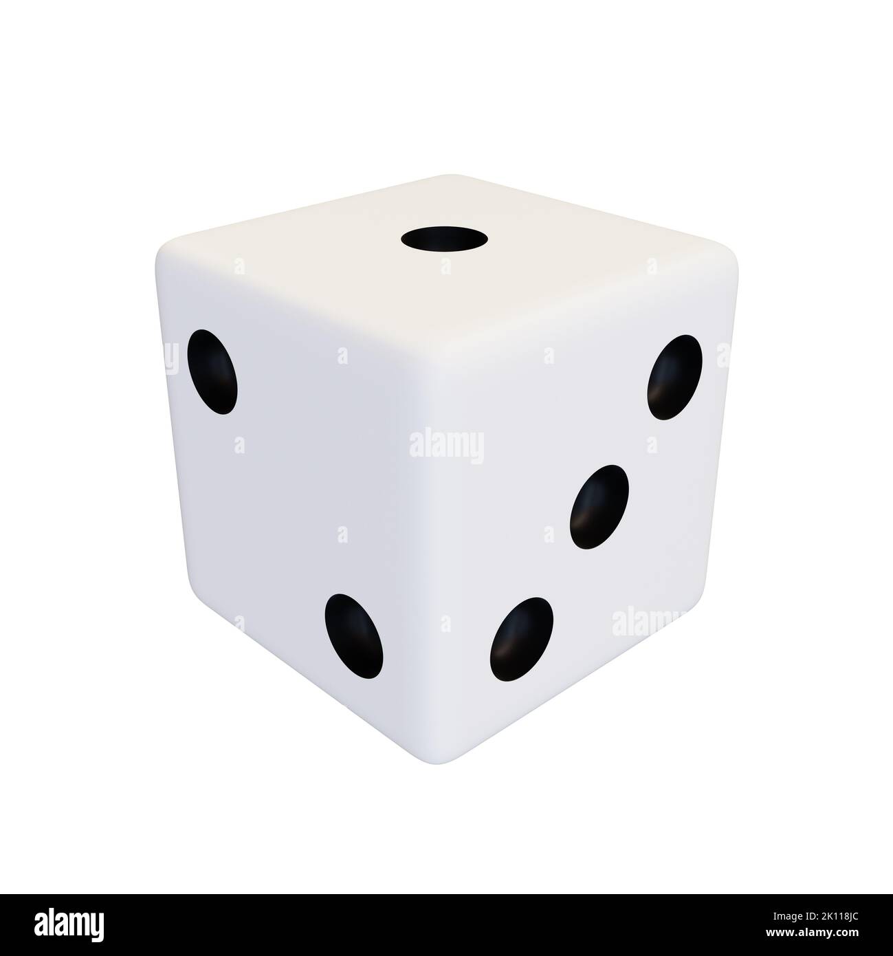 Realistischer weißer Spielwürfel. Weiße Kunststoff-Spielwürfel. 3D Rendern Stockfoto