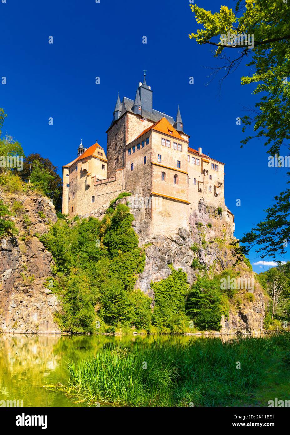 Blick auf Burg Kriebstein oder Burg Kriebstein in Sachsen, Deutschland Stockfoto