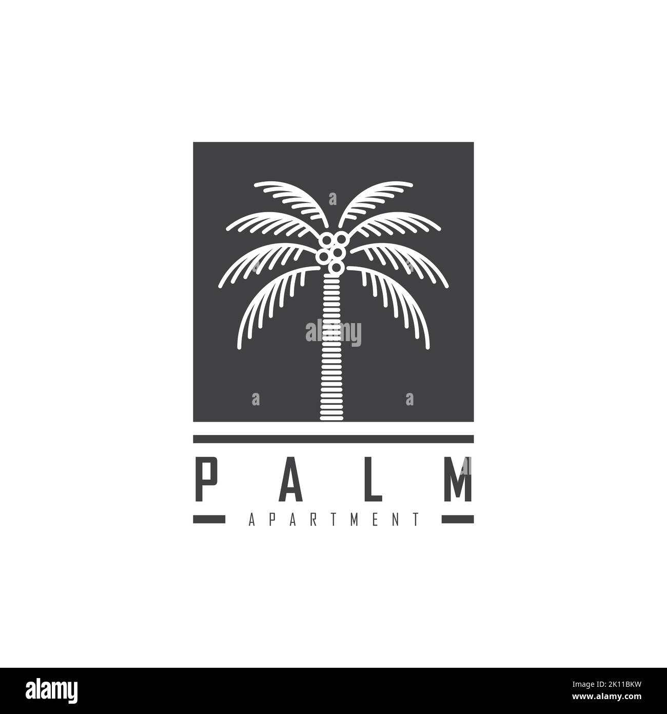Kokosnussbaum Logo Design Vorlage Premium. Inspiration für Palmenikonen Stock Vektor