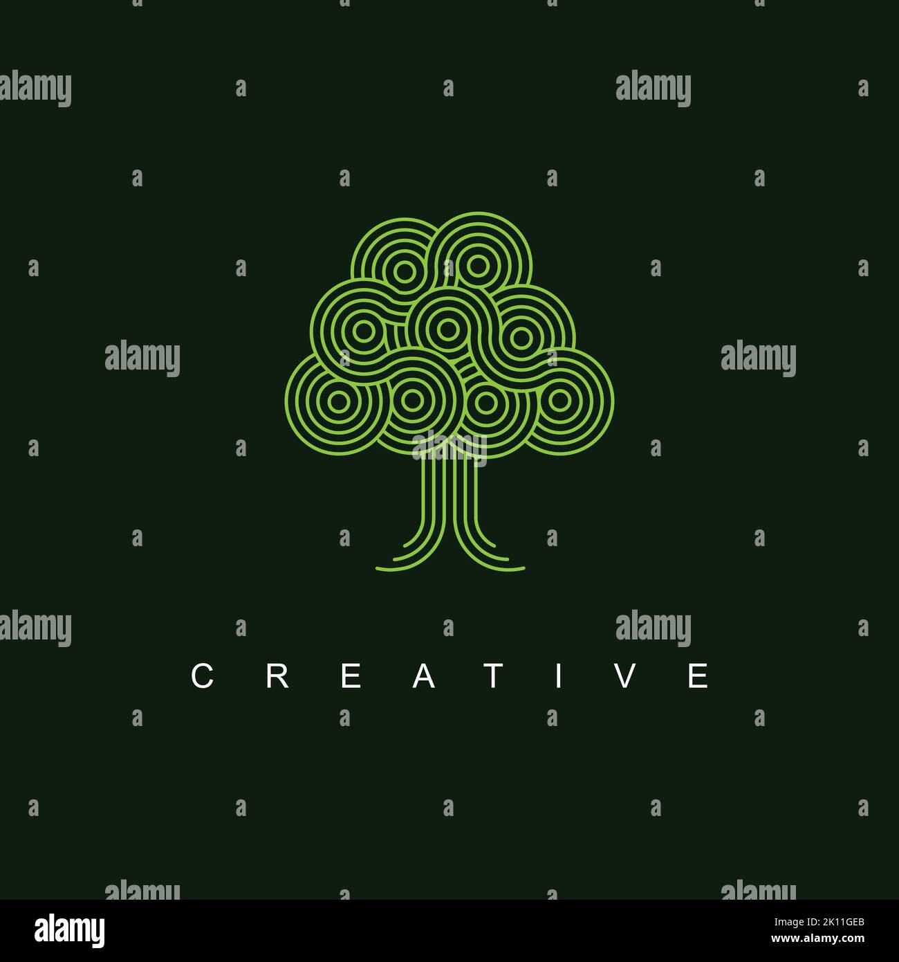 Abstrakte Baum Logo Design Vektor Vorlage. Kreative lineare Baum Symbol Inspiration Stock Vektor