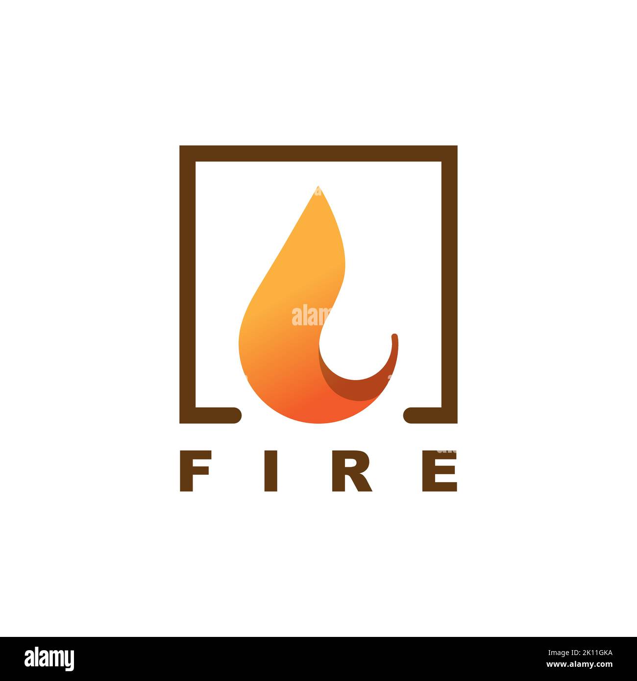 Design-Vorlage für „Fire on Square Icon“. Inspiration für das kreative Feuer-Logo Stock Vektor