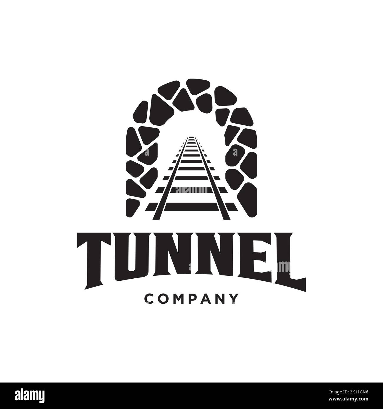 Schiene mit Tunnellogo-Designvorlage Stock Vektor