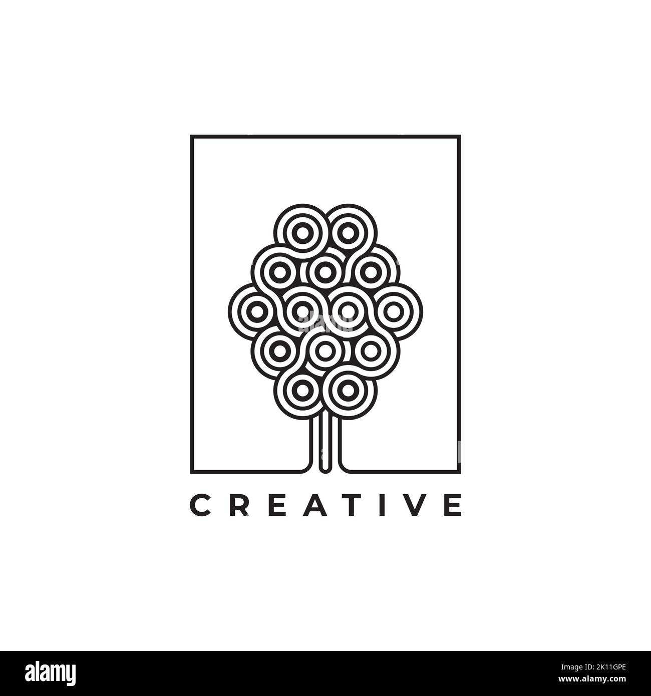 Design-Vorlage für abstraktes Baumlogo. Inspiration für kreatives Baumlogo Stock Vektor