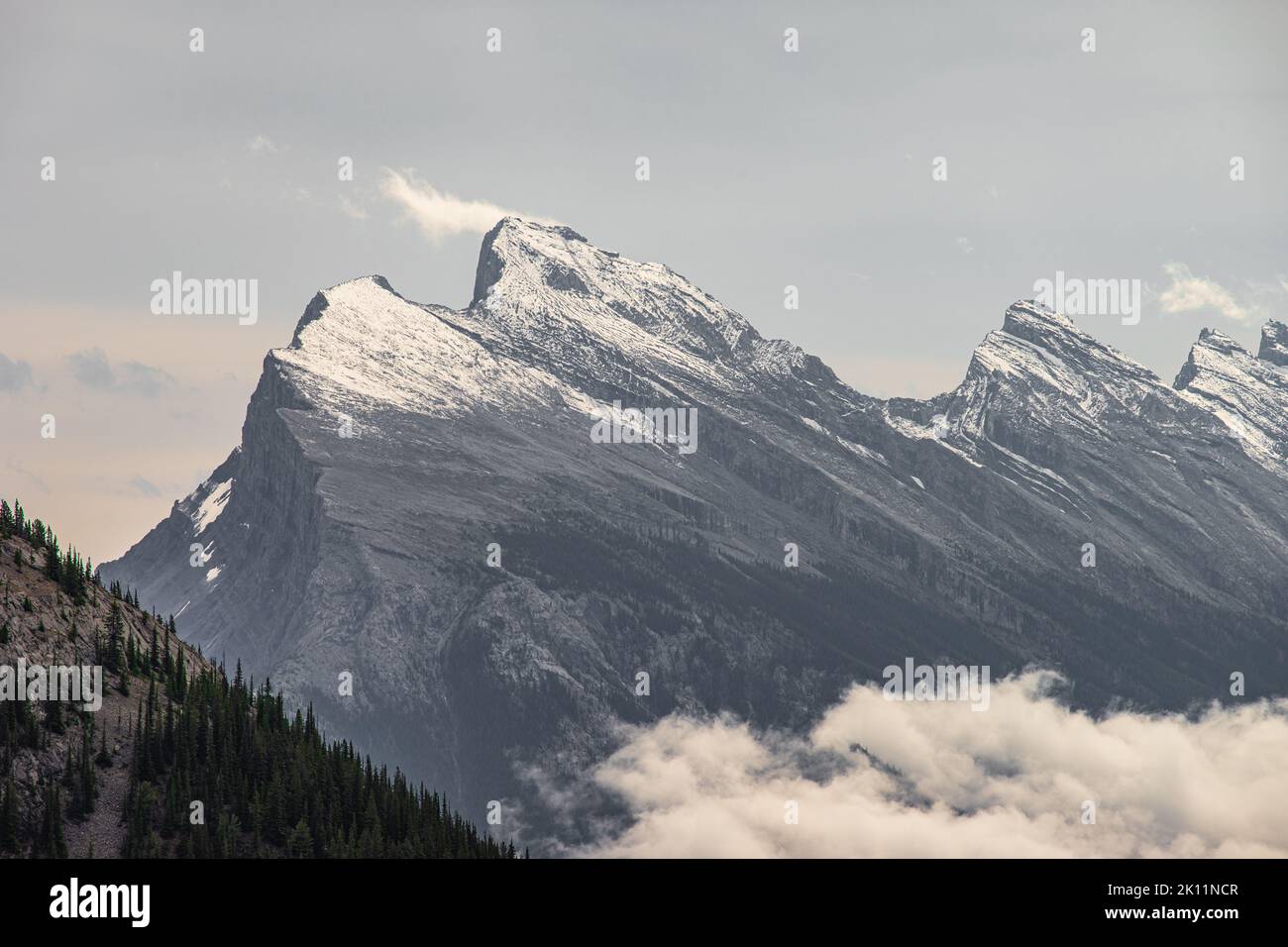 Mount Rundle, Banff National Park. Vom Cory Pass aus gesehen Stockfoto