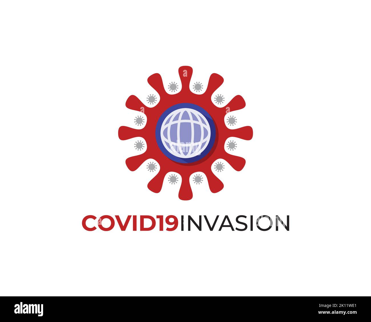 Covid 19 22 Virus Form eindringenden Weltkugel Stock Vektor