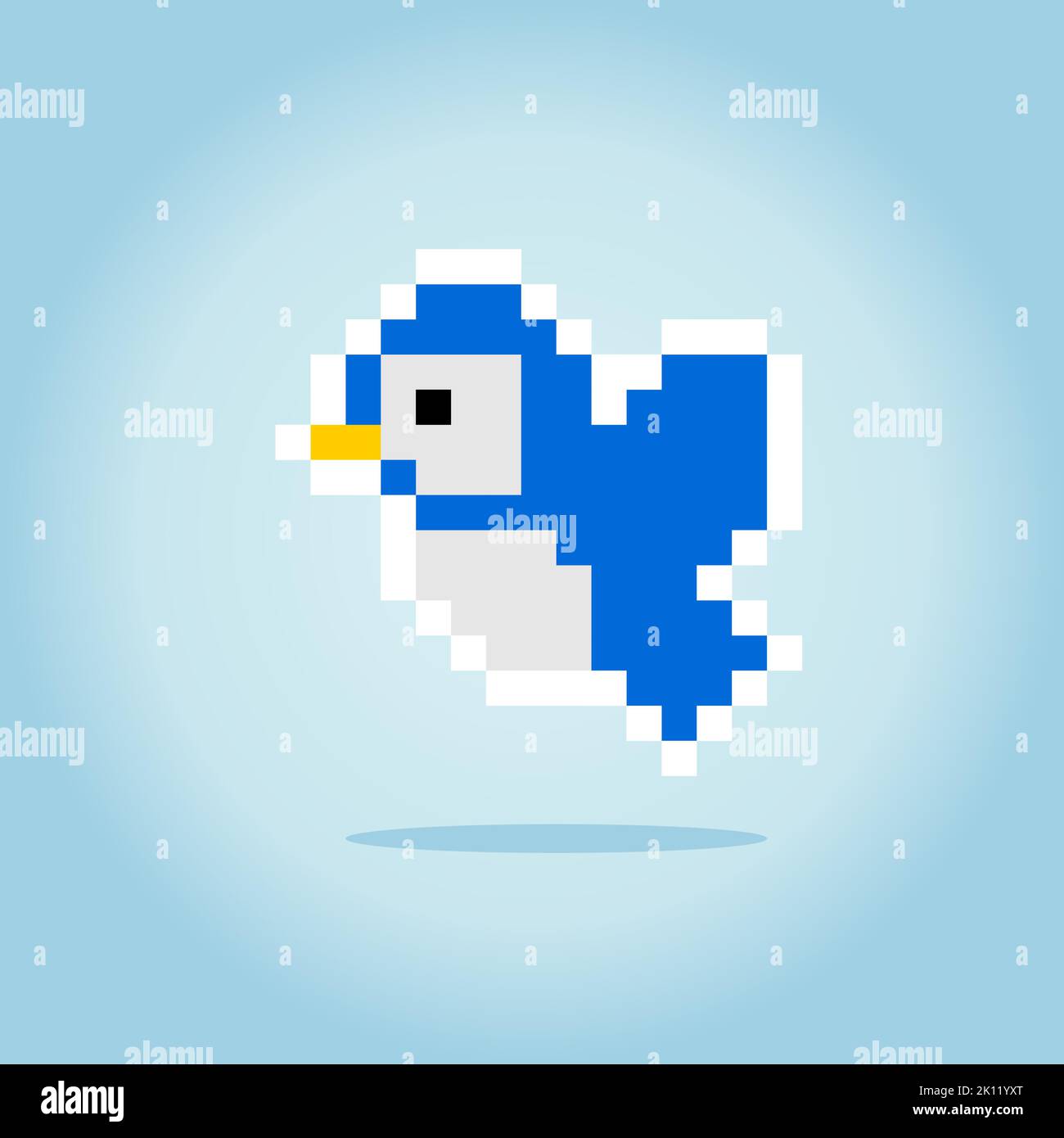 Pixel 8 Bit fliegender Vogel. Tierische Spielelemente in Vektorgrafik. Stock Vektor