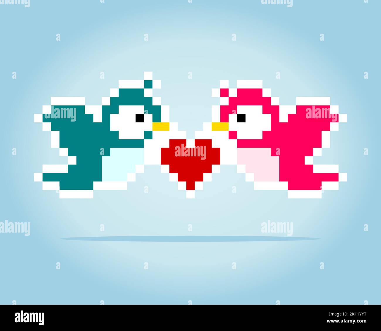 Pixel 8 Bit paar Vogel. Tierische Spielelemente in Vektorgrafik. Stock Vektor