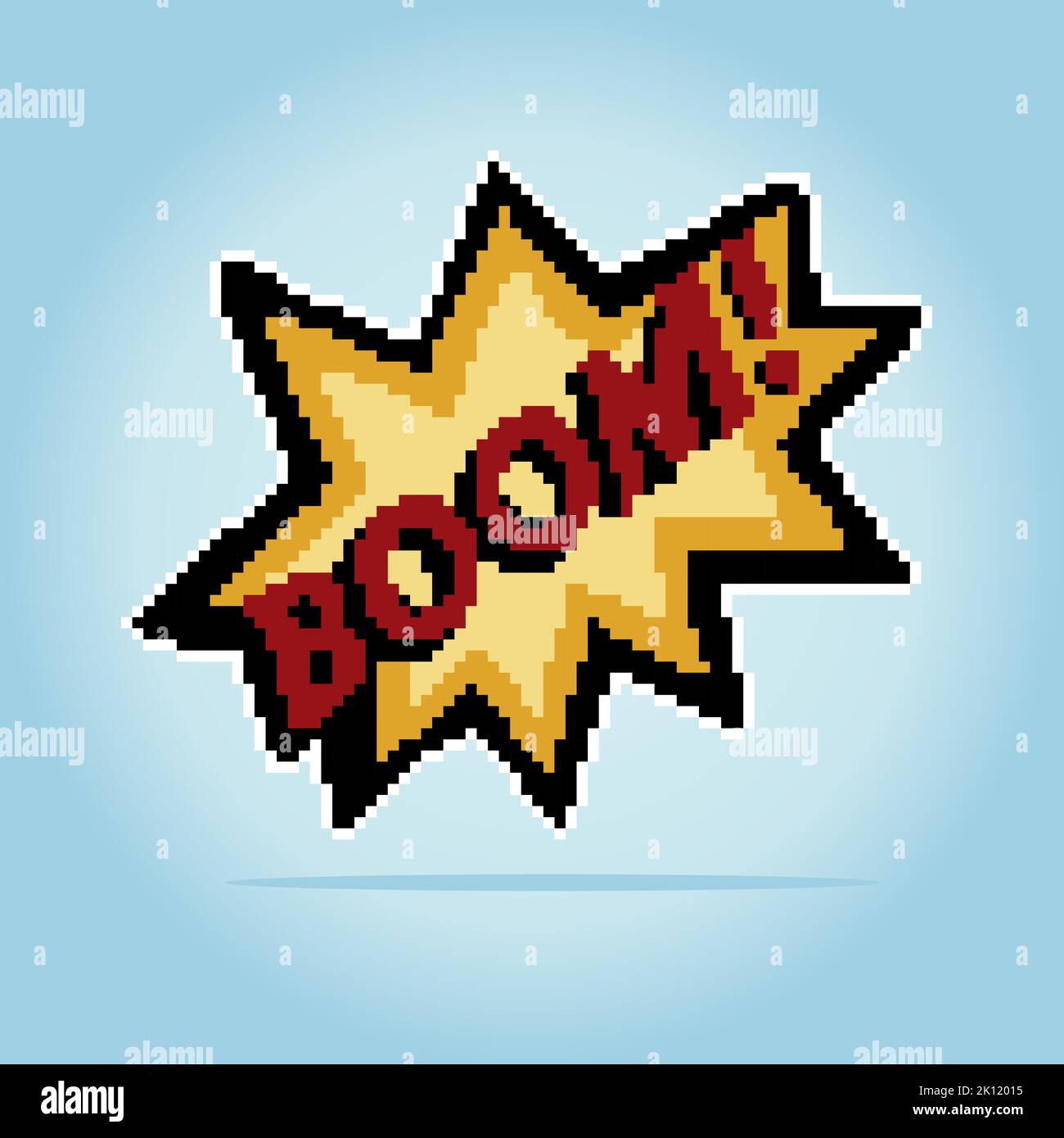 8-Bit Comic Sprechblasen mit Ausdruckstext Boom !. Symbol für Spielelemente in Vektor-Illustrationen. Stock Vektor