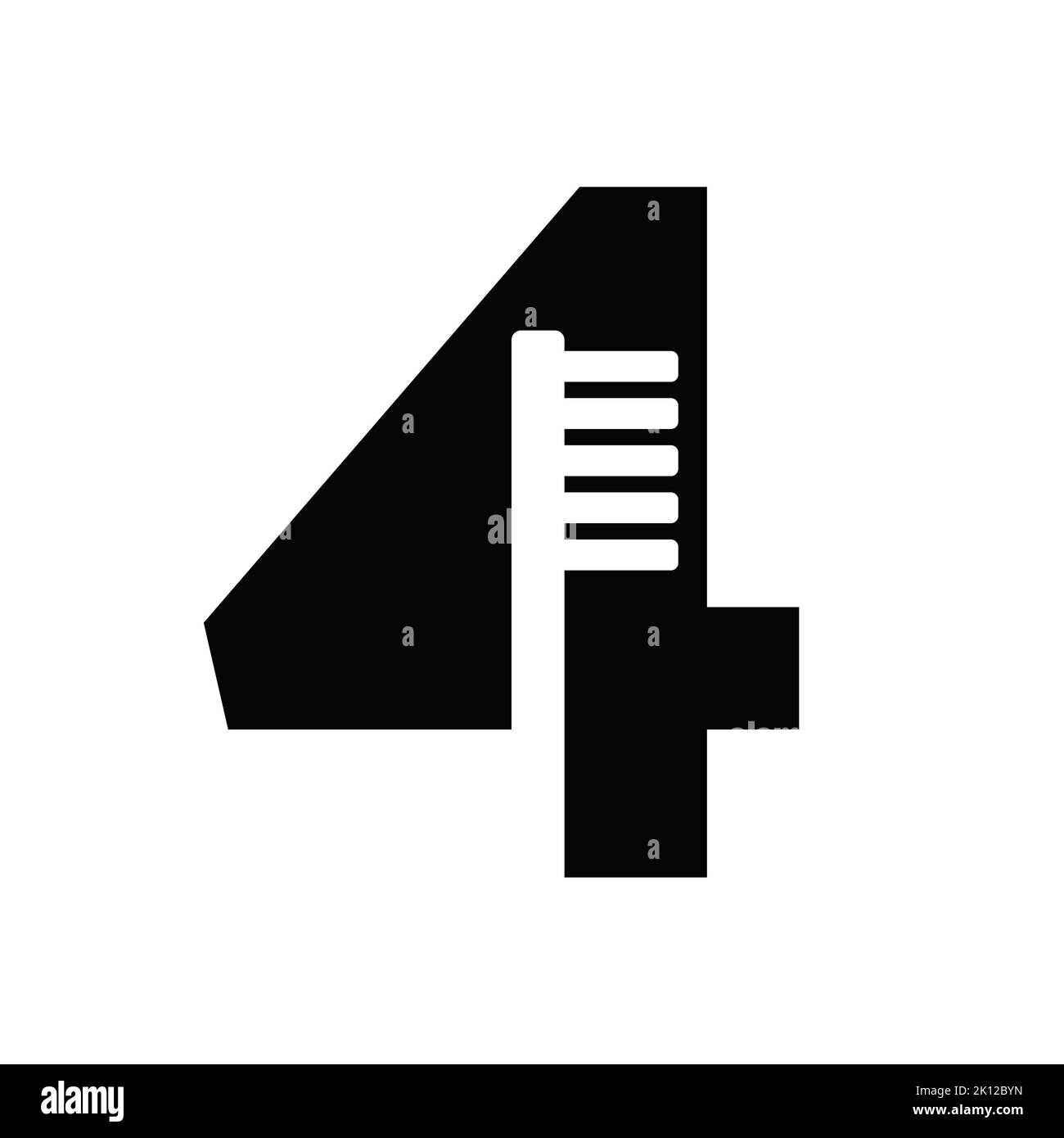 Letter 4 Dental Logo Konzept mit Zahnbürste Vektor-Vorlage. Zähne, Zahnpflege-Symbol, Medizin- und Medizinzeichen Stock Vektor