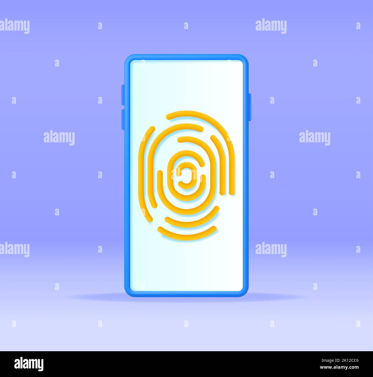 3D Fingerabdruck auf Mobiltelefon isoliert Stock Vektor