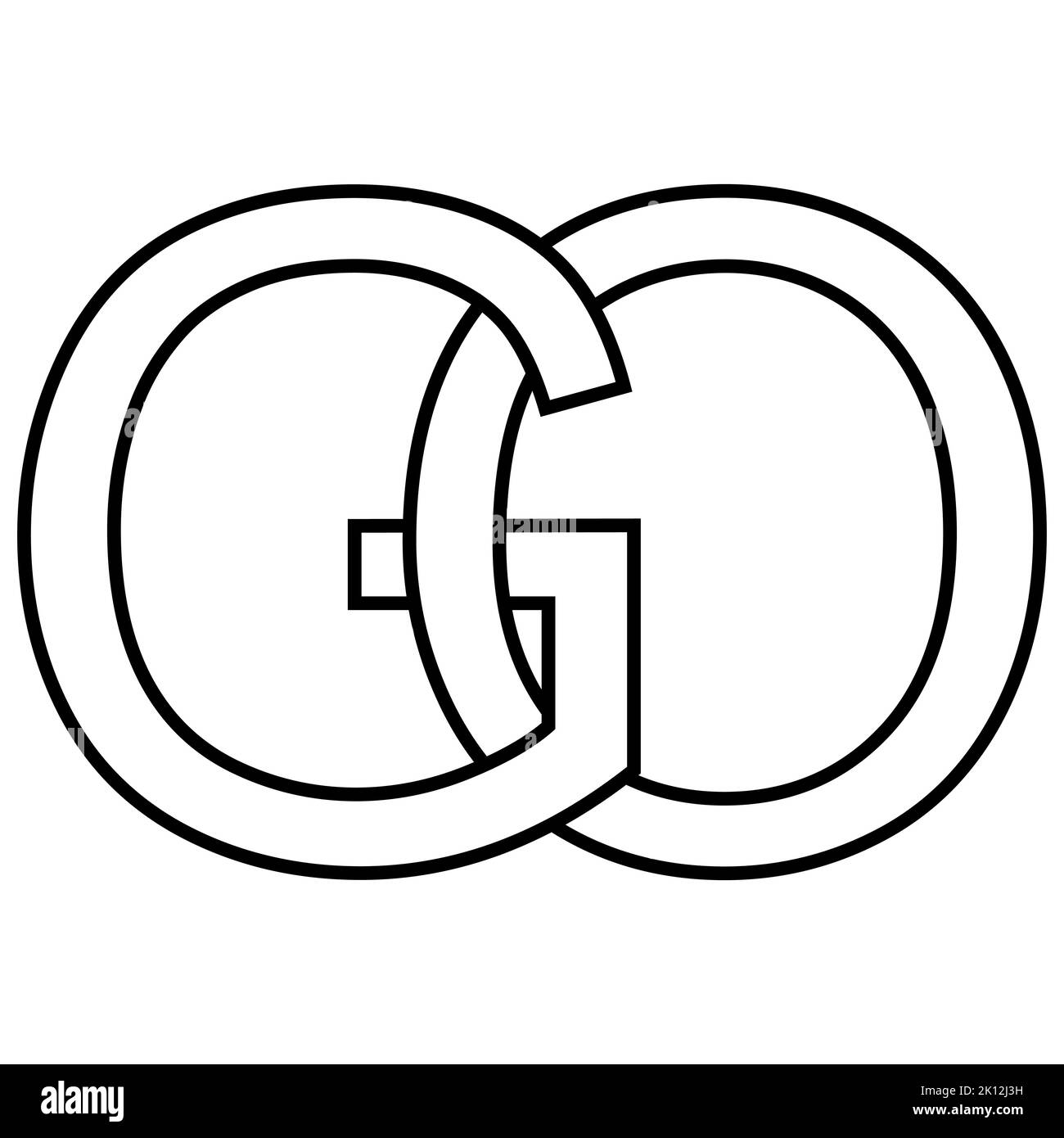 Logo Zeichen GO OG Symbol nft Zeilensprungbuchstaben g o Stock Vektor