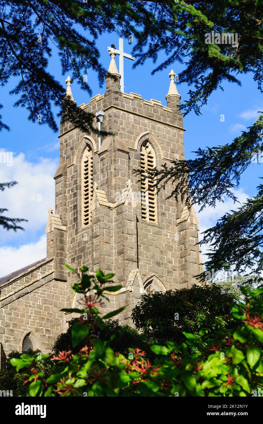 Glockenturm der St. Paul's Anglican Church - Kyneton, Victoria, Australien Stockfoto