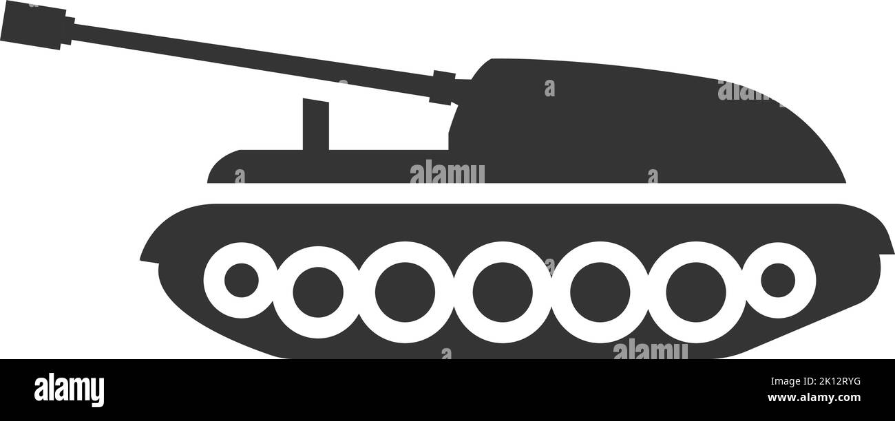 Gepanzertes Kampffahrzeug. Schwarzes Symbol der Sturmwaffe Stock Vektor