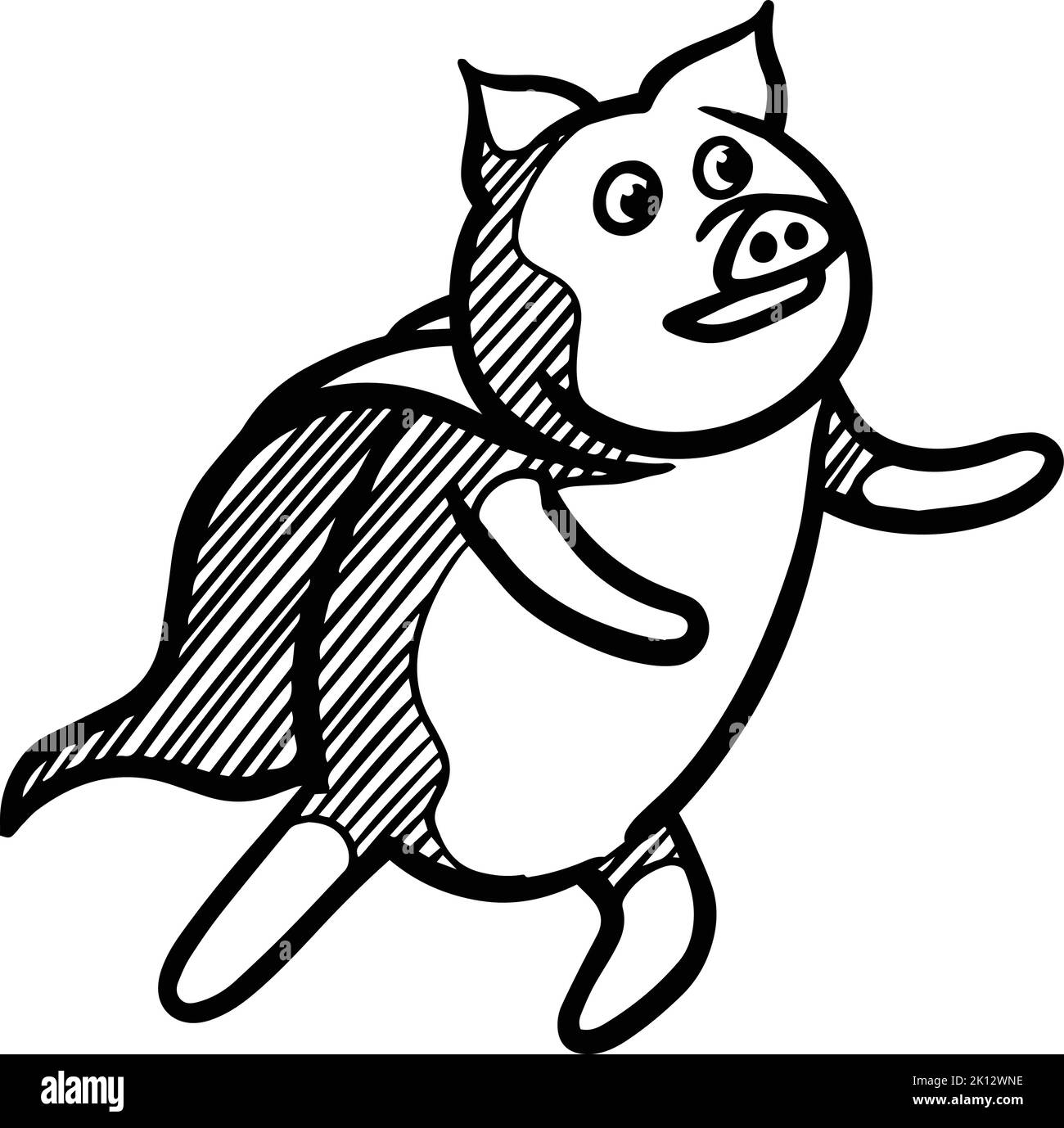 Handgezogenes Schwein. Vektorgrafik. Stock Vektor