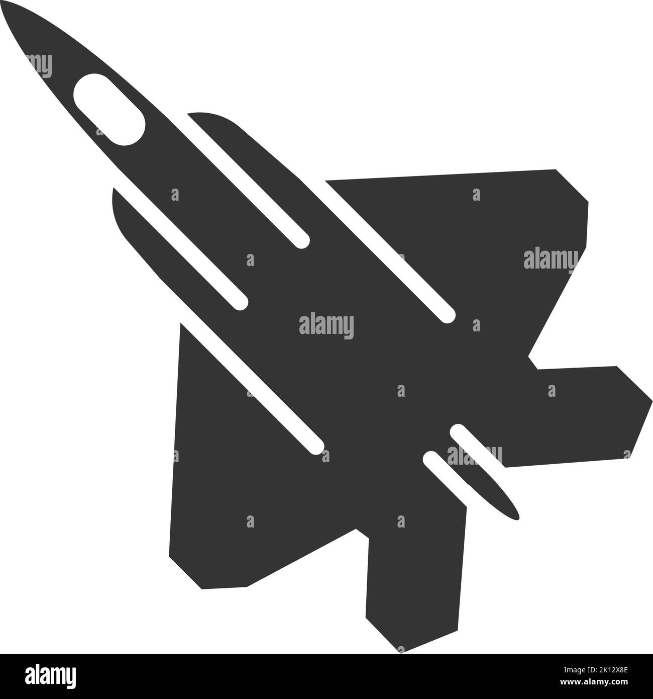 Symbol für Militärflugzeuge. Schwarzer Luftkämpfer. Kriegsflugzeug Stock Vektor