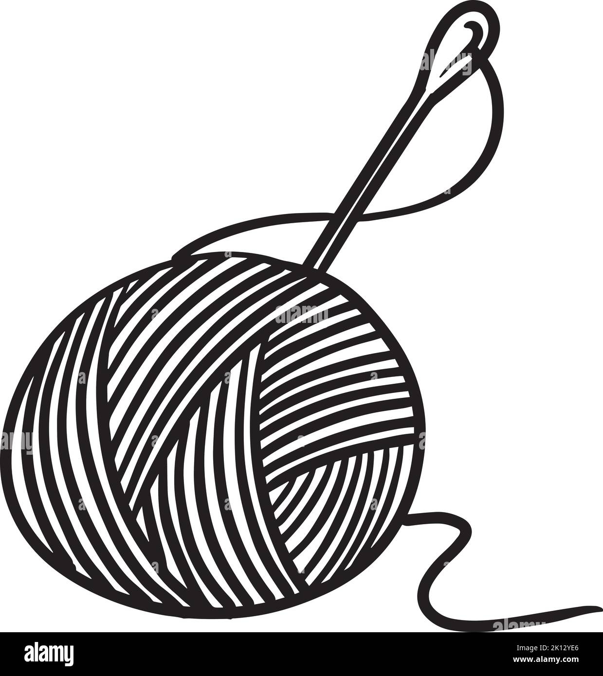 Garn und Nadeln handgezeichnete Illustration. Handarbeit. Stock Vektor