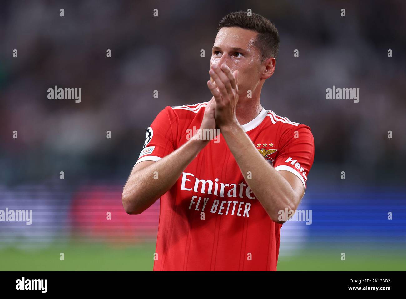 Julian Draxler von SL Benfica feiert das Spiel der UEFA Champions League Gruppe H zwischen Juventus FC und SL Benfica am 14. September 2022 im Allianz Stadium in Turin, Italien. Stockfoto