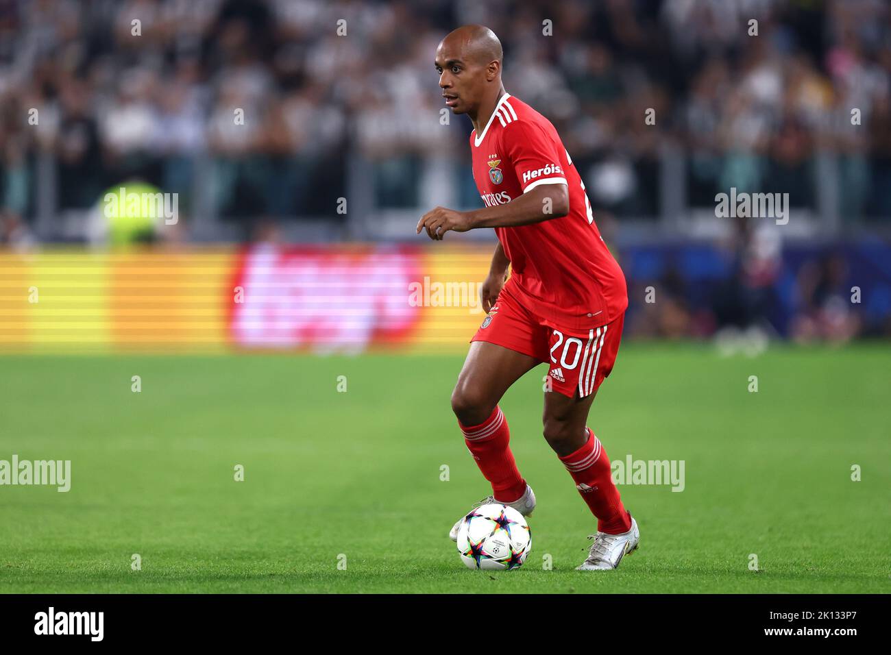 Joao Mario von SL Benfica in Aktion während des UEFA Champions League-Spiel der Gruppe H zwischen Juventus FC und SL Benfica am 14. September 2022 im Allianz-Stadion in Turin, Italien. Stockfoto