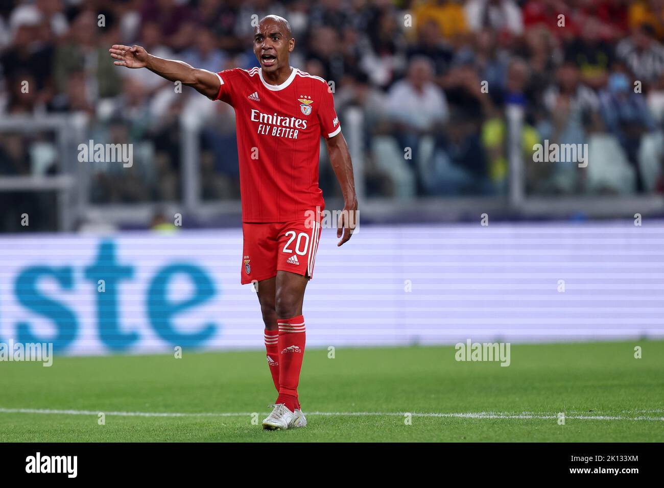 Joao Mario von SL Benfica Gesten während des UEFA Champions League Gruppe H Spiels zwischen Juventus FC und SL Benfica am 14. September 2022 im Allianz Stadium in Turin, Italien. Stockfoto