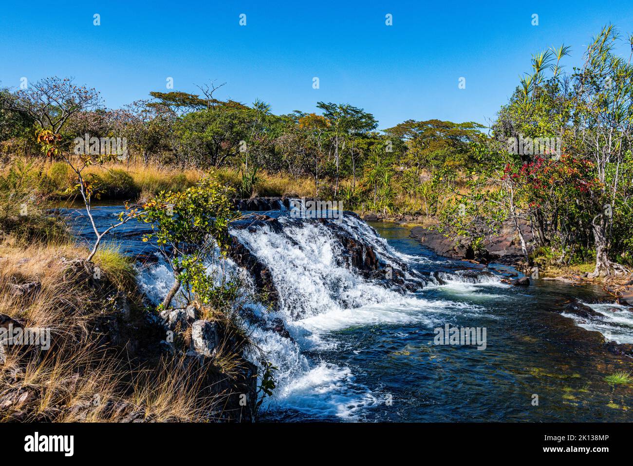Ntumba Chushi Falls (Ntumbachushi Falls) am Ngona River, Nord-Sambia, Afrika Stockfoto