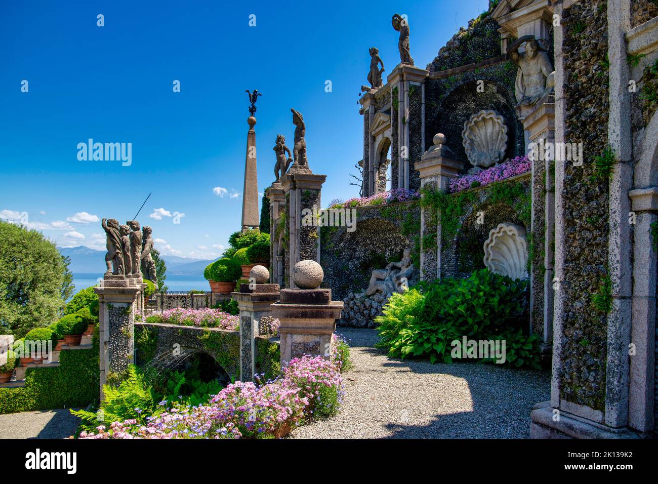 Die Gärten von Borromeo Palace, Isola Bella, Lago Maggiore, Verbania Bezirk, Piemont, Italienische Seen, Italien, Europa Stockfoto