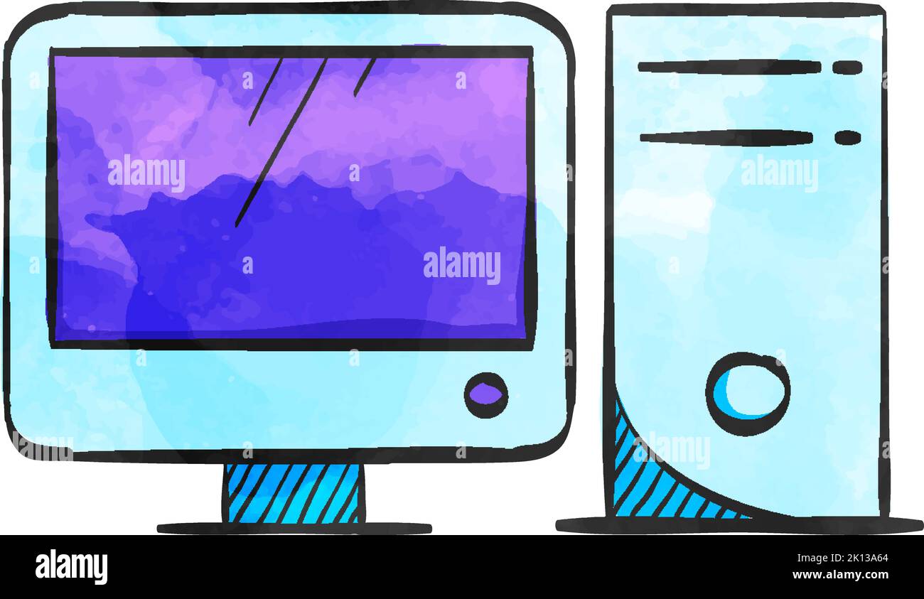 Online-Bildung Symbol in Aquarell-Stil. Stock Vektor