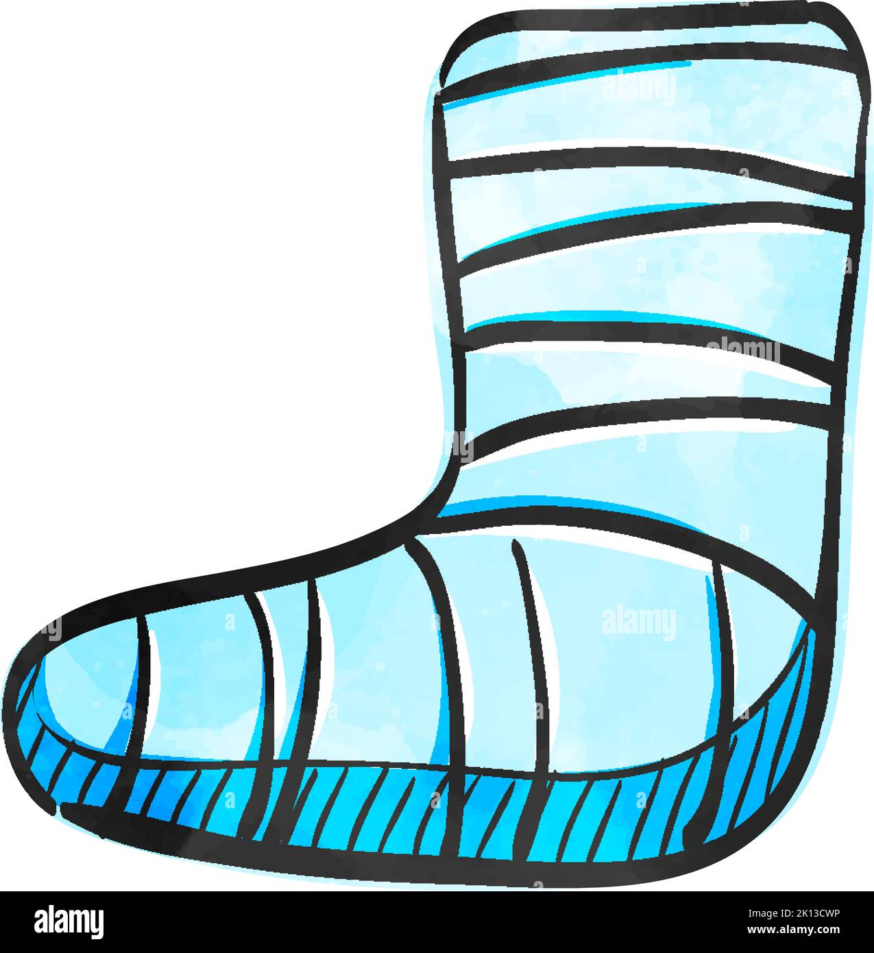 Verletztes Fußsymbol im Aquarellstil. Stock Vektor