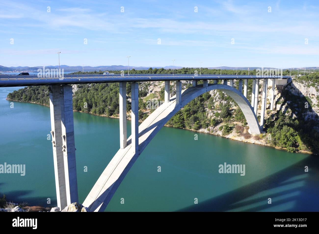 Brücke Krka auf der Autobahn in Kroatien Stockfoto